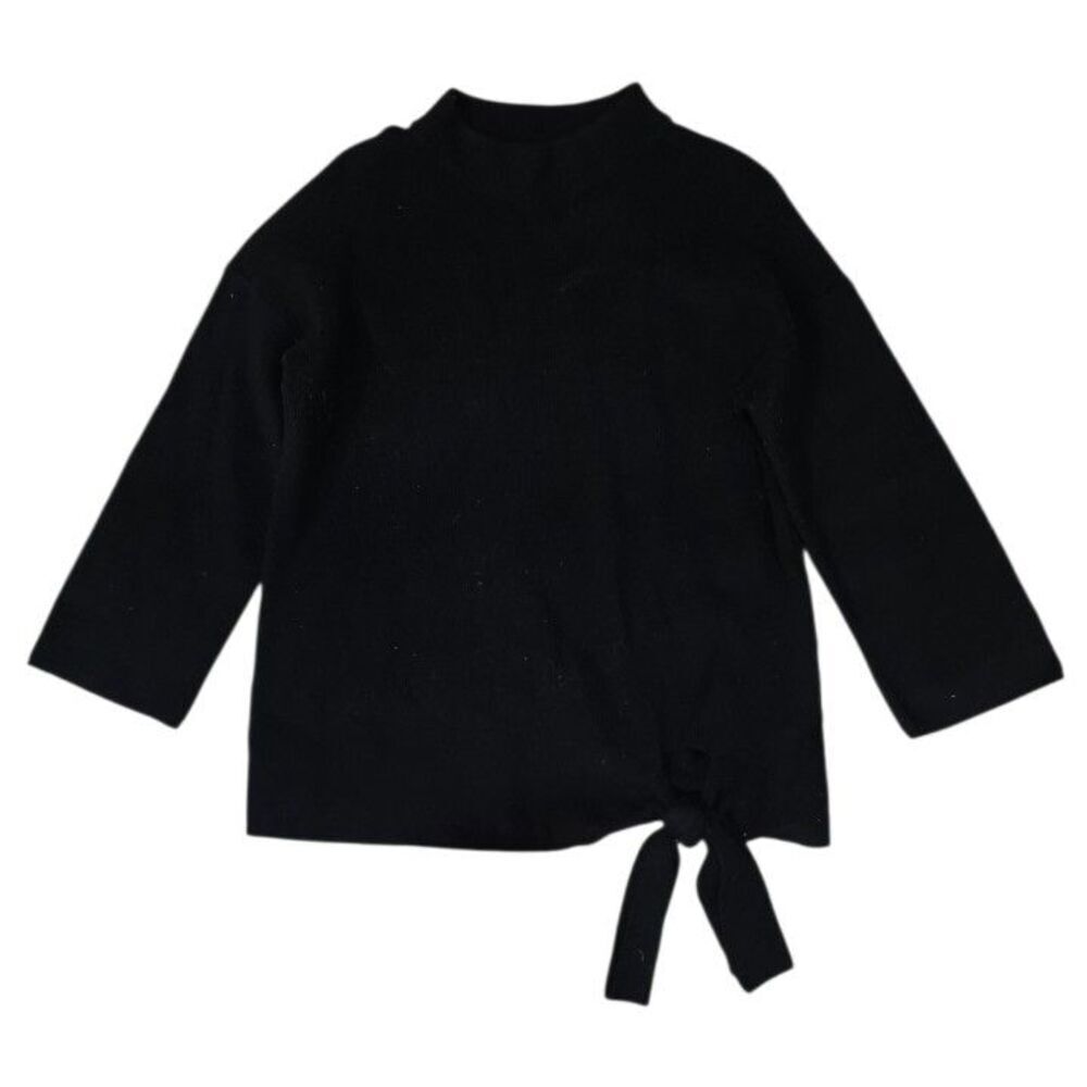 Chico's Black Tie Accent Mock Neck Sweater M